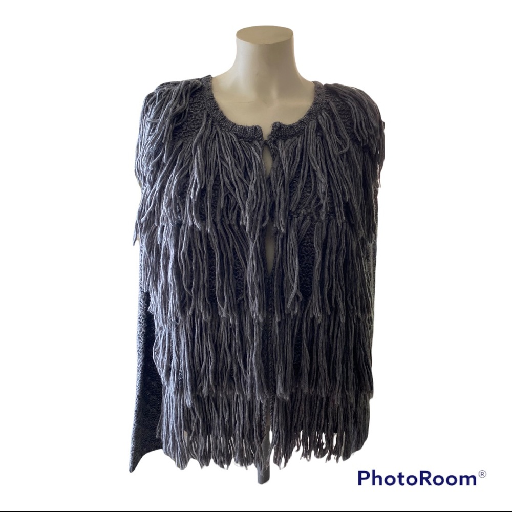 Oc Fringed Gray Sweater by Oleg Cassini size M